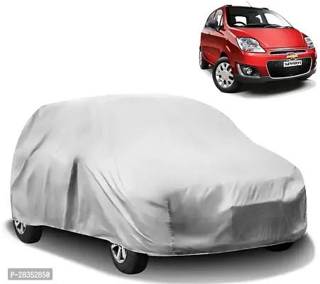 Designer Car Cover For Chevrolet Spark Without Mirror Pockets Silver-thumb0