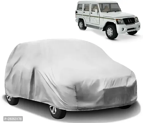 Designer Car Cover For Mahindra Bolero Without Mirror Pockets Silver