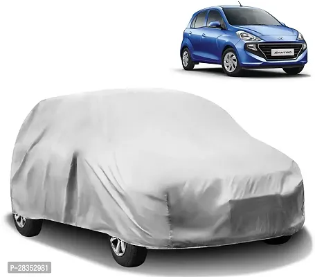 Designer Car Cover For Hyundai Santro Without Mirror Pockets Silver-thumb0