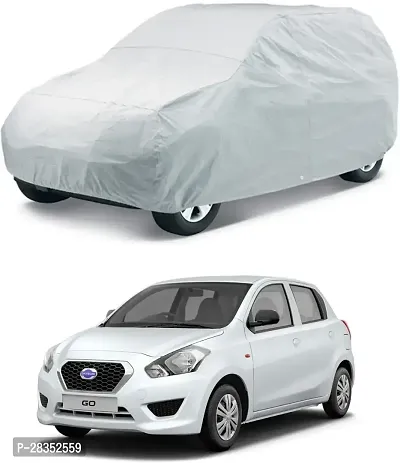 Stylish Car Cover For Datsun Go Without Mirror Pockets Silver, For 2008, 2009, 2006, 2007, 2013, 2005, 2014, 2015, 2012, 2011, 2010, 2016, 2017 Models