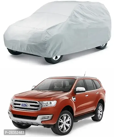 Stylish Car Cover For Ford Endeavour - Without Mirror Pockets - Silver, For 2014, 2015, 2016, 2017 Models-thumb0