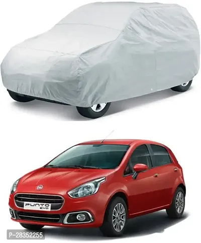 Designer Car Cover Without Mirror Pockets For Fiat Punto-Silver-thumb0