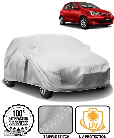 Designer Car Cover For Toyota Etios Liva With Mirror Pockets Silver-thumb0