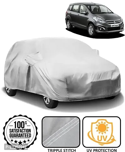 Designer Car Cover For Maruti Suzuki Ertiga With Mirror Pockets Silver