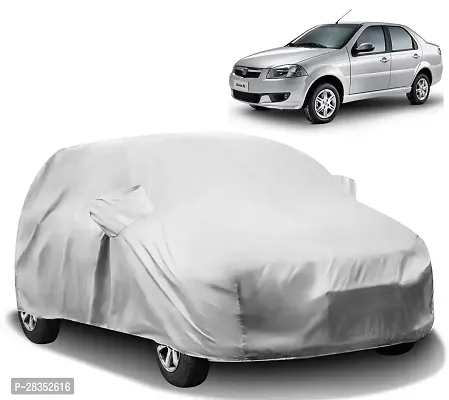 Stylish Car Cover For Fiat Siena With Mirror Pockets Silver-thumb0