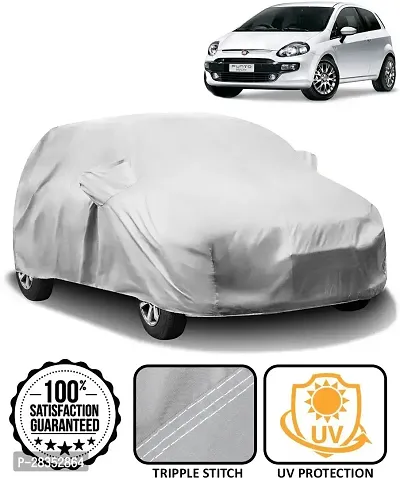 Designer Car Cover For Fiat Punto With Mirror Pockets Silver-thumb0