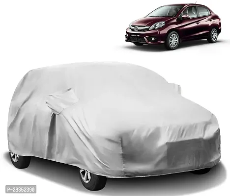 Stylish Car Cover For Honda Amaze - With Mirror Pockets - Silver-thumb0