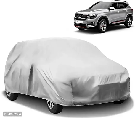 Designer Car Cover For Kia Seltos Without Mirror Pockets Silver