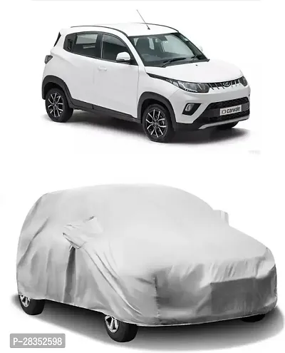 Stylish Car Cover For Mahindra Kuv100 Nxt With Mirror Pockets Silver