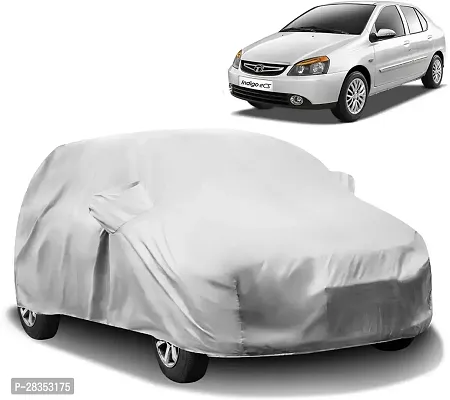 Designer Car Cover For Tata Indigo Cs With Mirror Pockets Silver-thumb0