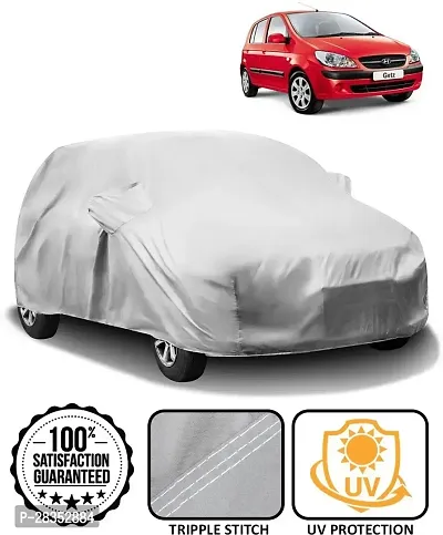 Designer Car Cover For Hyundai Getz With Mirror Pockets Silver