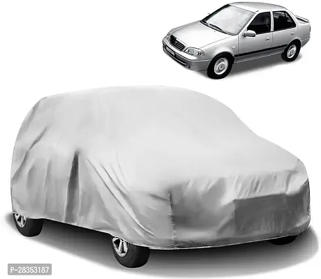 Designer Car Cover For Maruti Esteem Without Mirror Pockets Silver