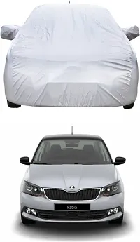 Designer Car Cover With Mirror Pockets For Skoda Fabia -Silver-thumb1