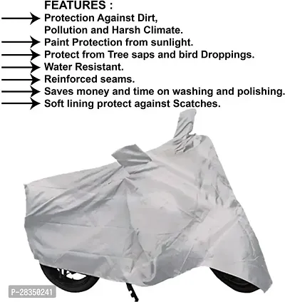 Designer Two Wheeler Cover For Hero Splendor Plus, Silver-thumb4