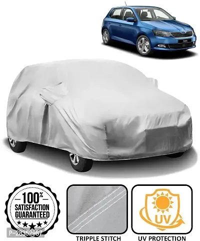 Designer Car Cover For Skoda Fabia With Mirror Pockets Silver