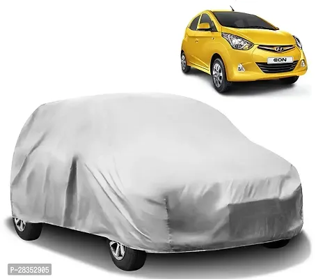 Designer Car Cover For Hyundai Eon Without Mirror Pockets Silver