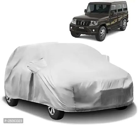 Stylish Car Cover For Mahindra Bolero - With Mirror Pockets - Silver