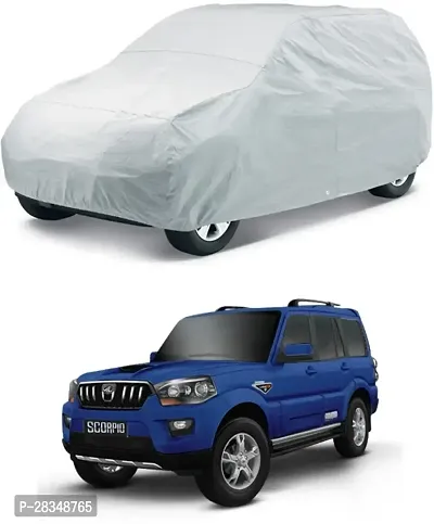 Autoretail Car Cover For Mahindra Scorpio Without Mirror Pockets Silver-thumb0