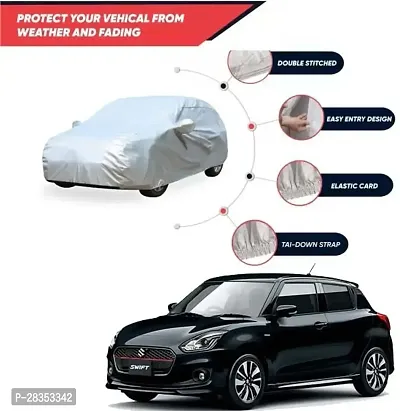 Stylish Car Cover For Maruti Suzuki Swift - With Mirror Pockets - Silver