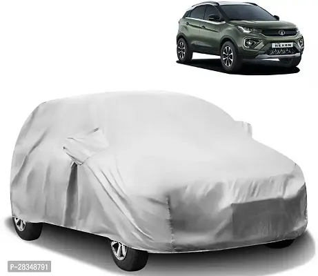 Autoretail Car Cover For Tata Nexon With Mirror Pockets Silver