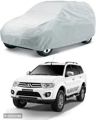 Designer Car Cover Without Mirror Pockets For Mitsubishi Pajero-Silver