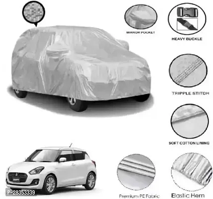 Stylish Car Cover For Maruti Suzuki Swift - With Mirror Pockets - Silver