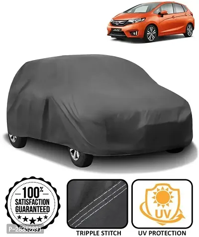 Designer Car Cover For Honda Jazz Without Mirror Pockets Grey-thumb0