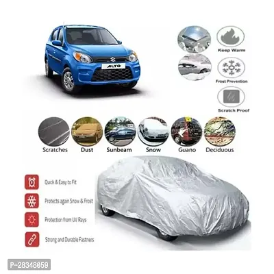 Classic Heat Resistant  Waterproof Residenet Car Cover Compatible With Maruti Alto Without Mirror Pocket Silver Matty-thumb0