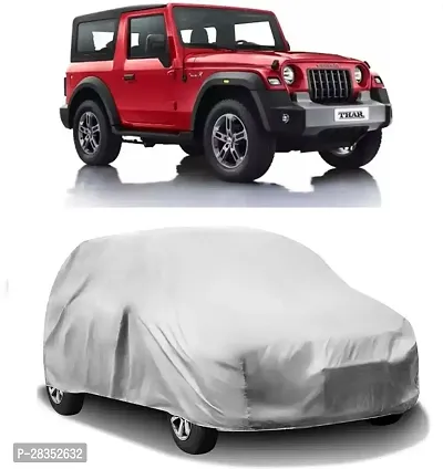 Stylish Car Cover For Mahindra Thar Without Mirror Pockets Silver