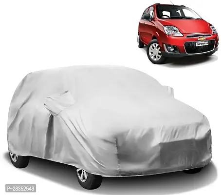 Stylish Car Cover For Chevrolet Spark With Mirror Pockets Silver