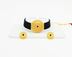 Stylish Alloy Black American Diamond And Beads Work Jewellery Set For Women-thumb2