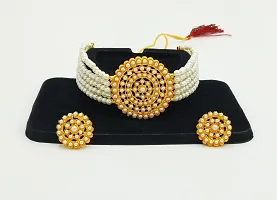 Stylish Alloy White American Diamond And Beads Work Jewellery Set For Women-thumb3