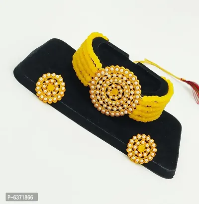 Yellow Alloy Beads Choker Set-thumb2