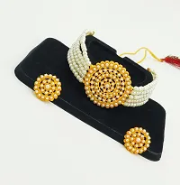 Stylish Alloy White American Diamond And Beads Work Jewellery Set For Women-thumb2