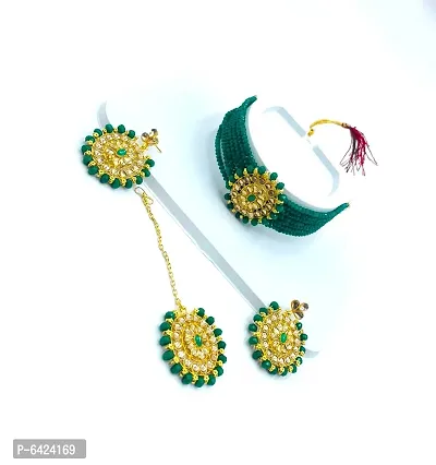 Stylish Green Alloy American Diamond Jewellery Set For Women-thumb4