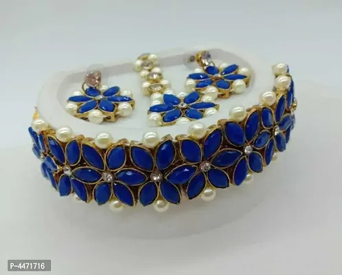 Designer Pearl Kundan Stone Work Jewellery Set