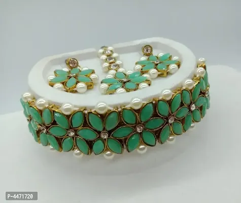 Designer Pearl Kundan Stone Work Jewellery Set-thumb0