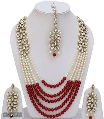 Elegant Alloy Gold Plated Kundan Bridal Jewellery Set For Women-thumb0