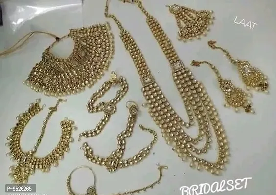 Elegant Alloy Gold Plated Kundan Bridal Jewellery Set For Women-thumb0