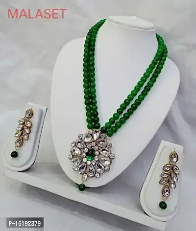 Trendy Alloy Beads Zirconia Rajwadi Necklace Set-thumb0