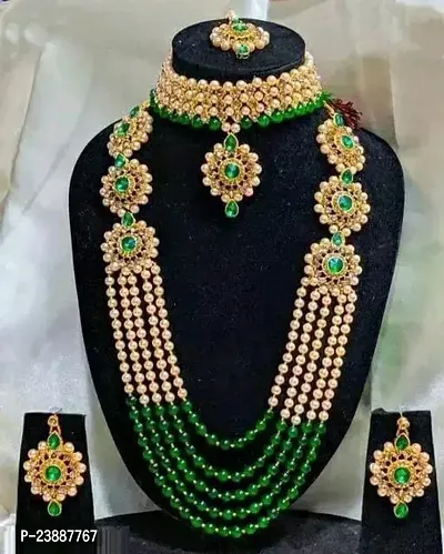 Multicoloured Alloy Pearl Rajwadi Jewellery Sets-thumb0