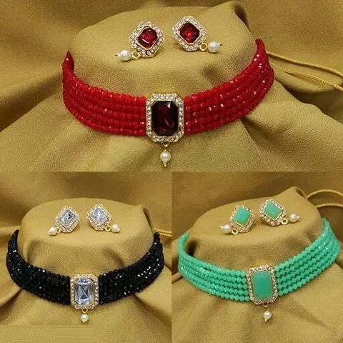Pack Of 3 Elegant Alloy Jewellery Set For Women
