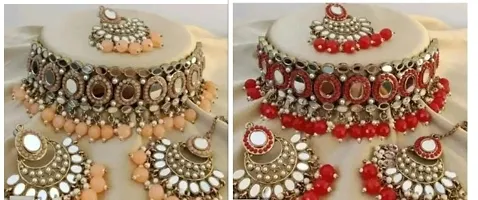 Pack Of 2 Fancy Alloy Mirror Beads Jewellery Sets For Women