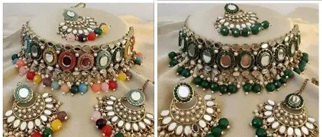 Pack Of 2 Fancy Alloy Mirror Beads Jewellery Sets For Women