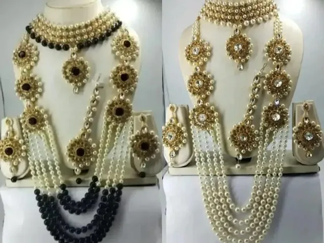 Pack Of 2 Fancy Pearl Rajwadi Jewellery Sets For Women