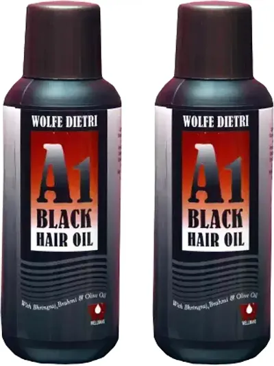 Dr Wellmans A1 Black Hair Oil With Bhringraj Brahmi and Olive Oil Pack of 2 Hair Oil 300 ml