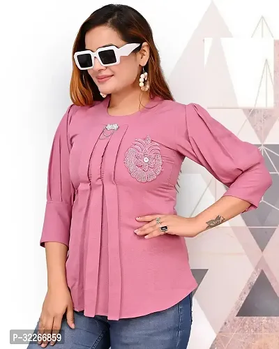 Casual Regular Sleeves Solid Women Pink Top