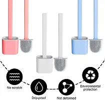 New now Silicone Toilet Brush with Holder Stand, High Silicone + Deep-Cleaning Silicone Toilet Compact Brush with Non-Slip Bathroom Cleaning and Cleaning for Home and Kitchen Sink.-thumb1