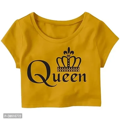 Elegant Yellow Cotton Blend Printed T-Shirts For Women-thumb0