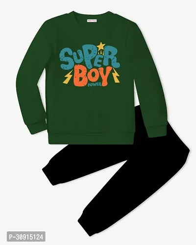 Fabulous Green Cotton Printed T-Shirts with Trousers For Boys-thumb0